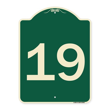 Signmission Sign with Number 19 Heavy-Gauge Aluminum Architectural Sign, 24" x 18", G-1824-22903 A-DES-G-1824-22903